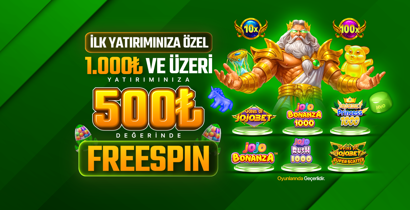 İlk yatırımınıza özel 1000₺ ve üzeri yatırıma 500₺ değerinde Freespin hediye!