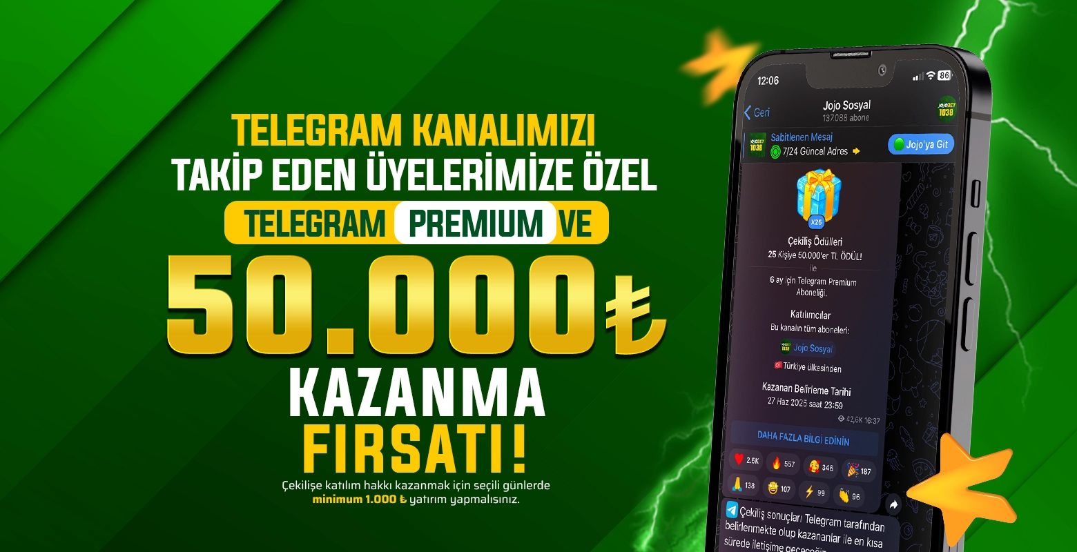 Jojobet Telegram Kanalına Özel 50.